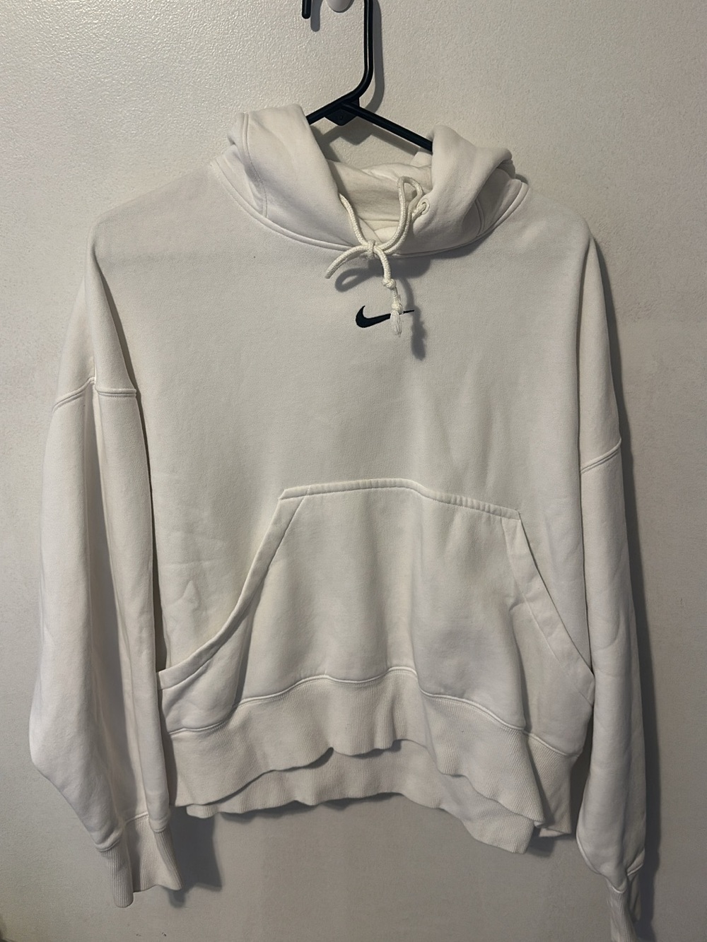 Nike White Pullover Hoodie with Black Swoosh